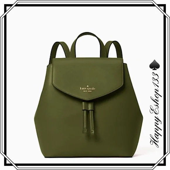 New Kate Spade Lizzie Saffiano Leather Medium Flap Backpack Enchanted Green New Kate Spade Lizzie Saffiano Leather Medium Flap Backpack  main image 2